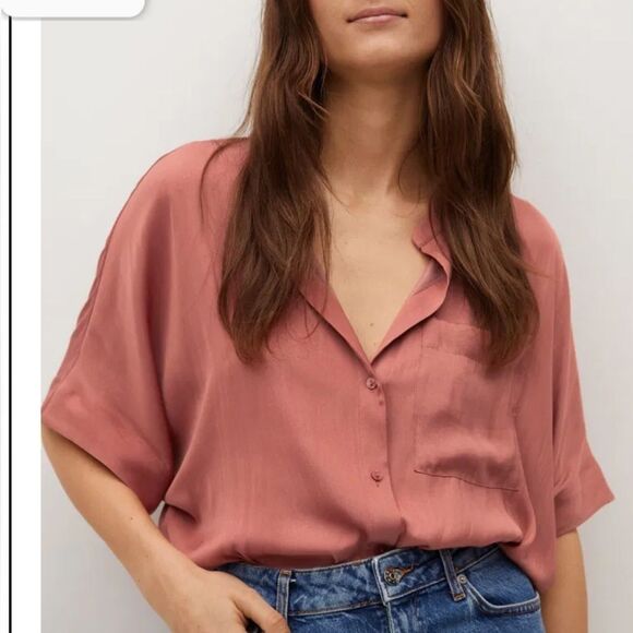 Mango Terracotta Relaxed Blouse Size 10 - Picture 1 of 16